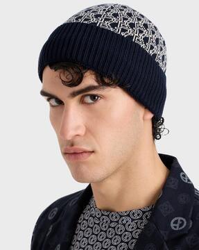 beanie with all-over logo