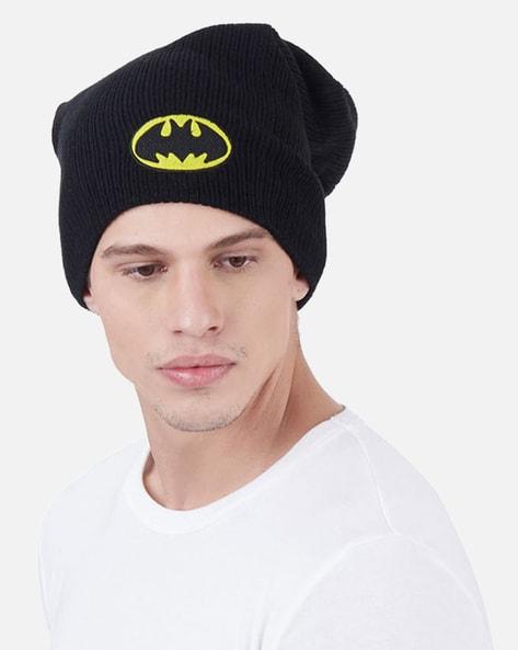 beanie with batman logo accent