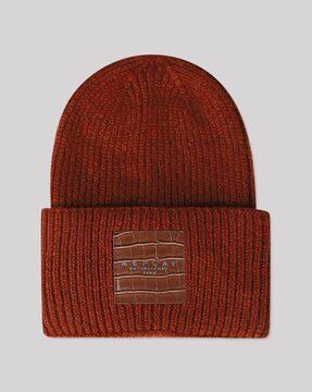 beanie with logo patch