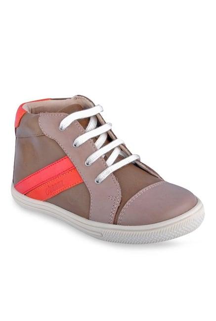 beanz kids fury mid cut brown & blush pink sneakers