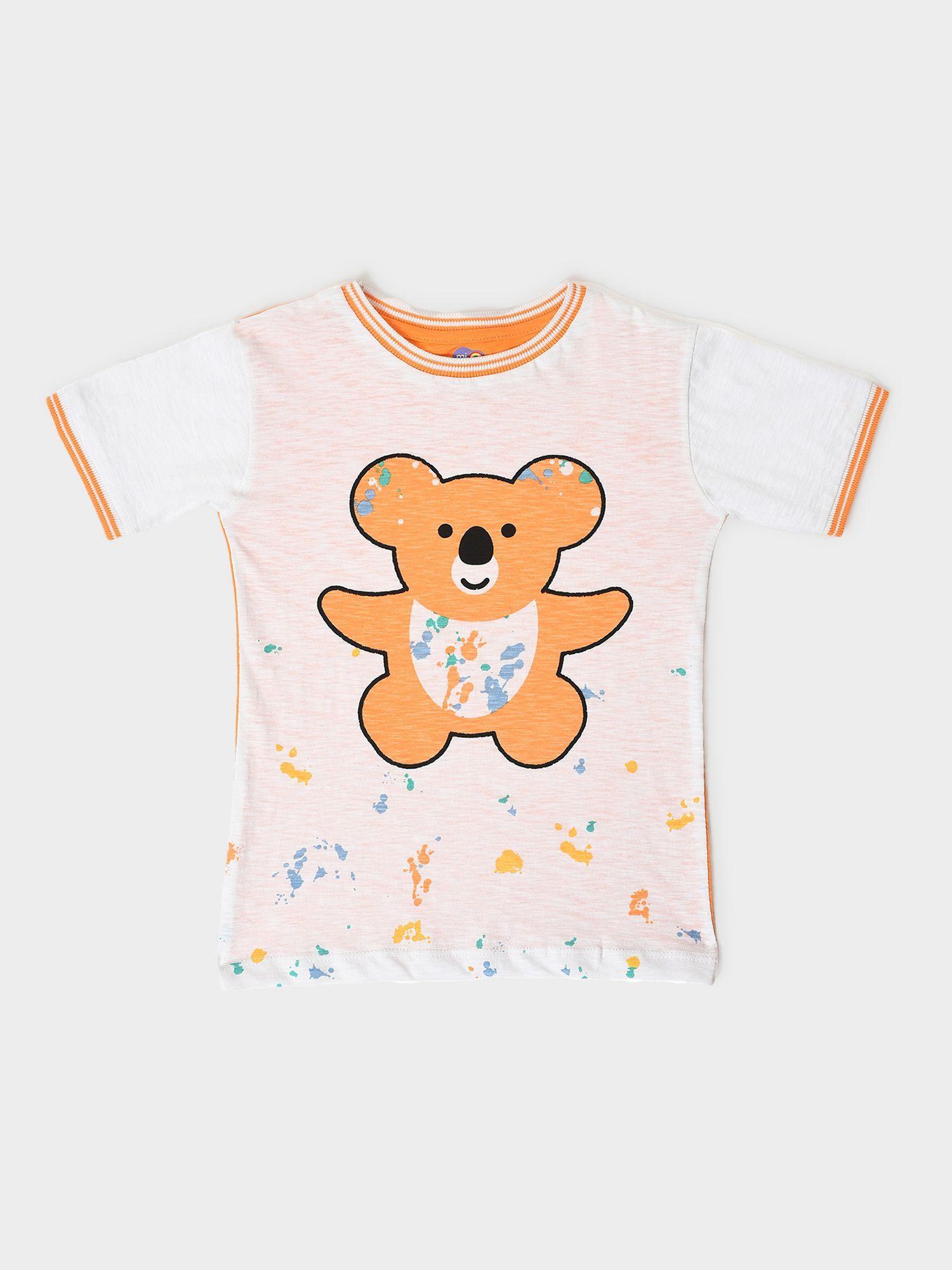 bear print t-shirt- orange