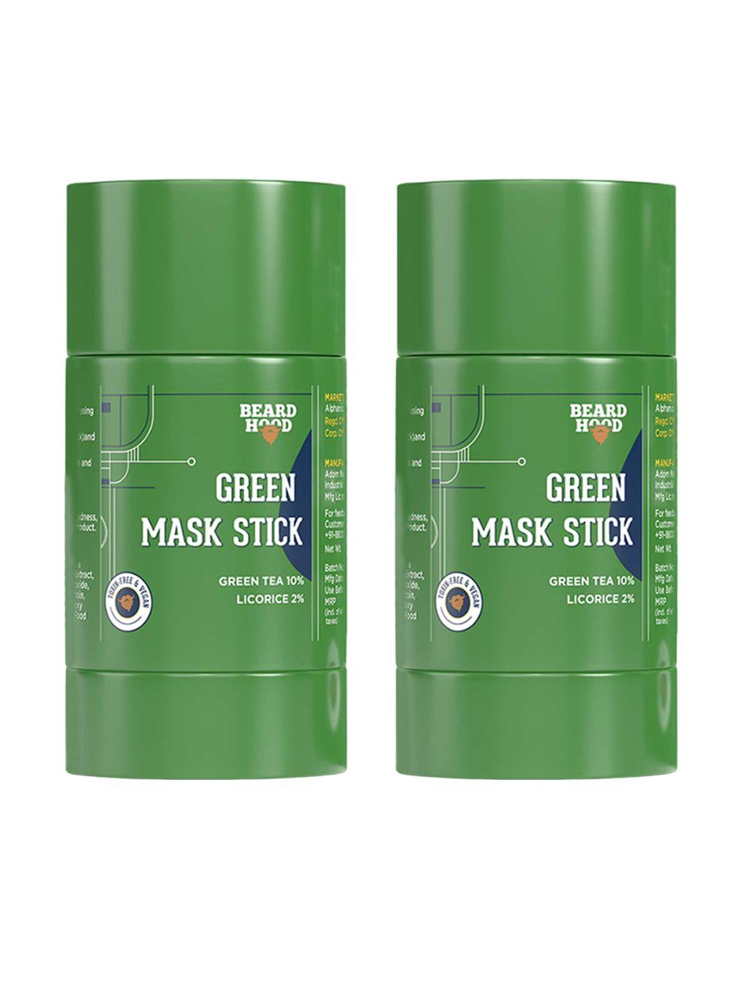 beardhood set of 2 green cleansing mask stick with green tea+licorice - 40g each