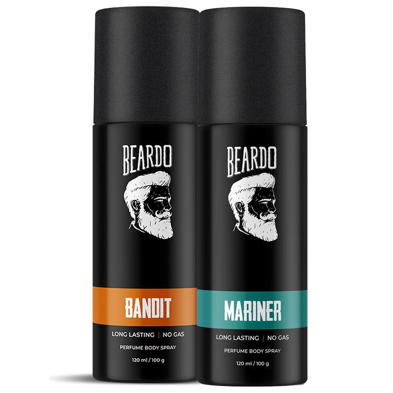 beardo bandit and mariner no gas long lasting perfume body spray combo (pack of 2)