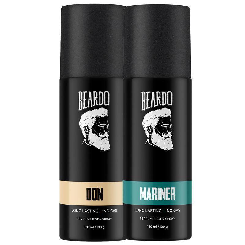 beardo don perfume and mariner no gas long lasting perfume body spray combo (pack of 2)