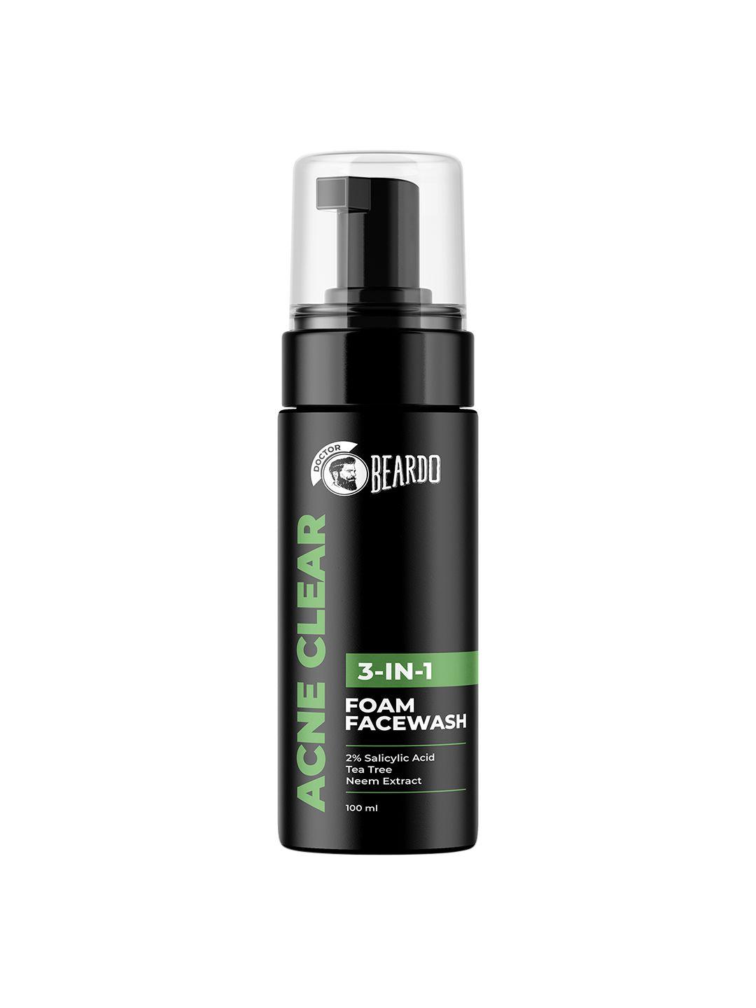 beardo men 3 in 1 acne clear foam face wash with salicylic acid & tea tree - 100 ml