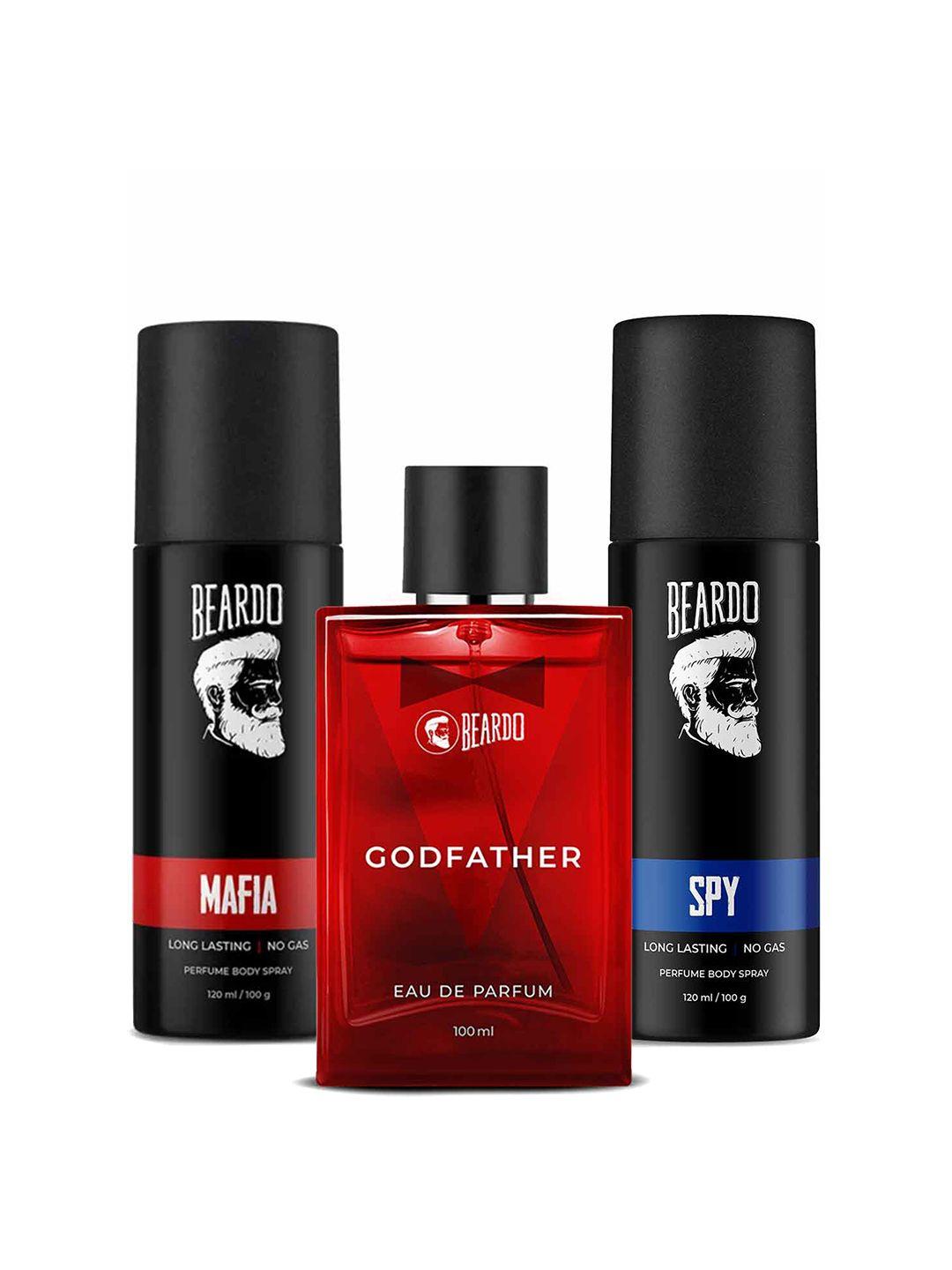 beardo men godfather eau de parfum 100ml with mafia & spy no gas body sprays - 100g each