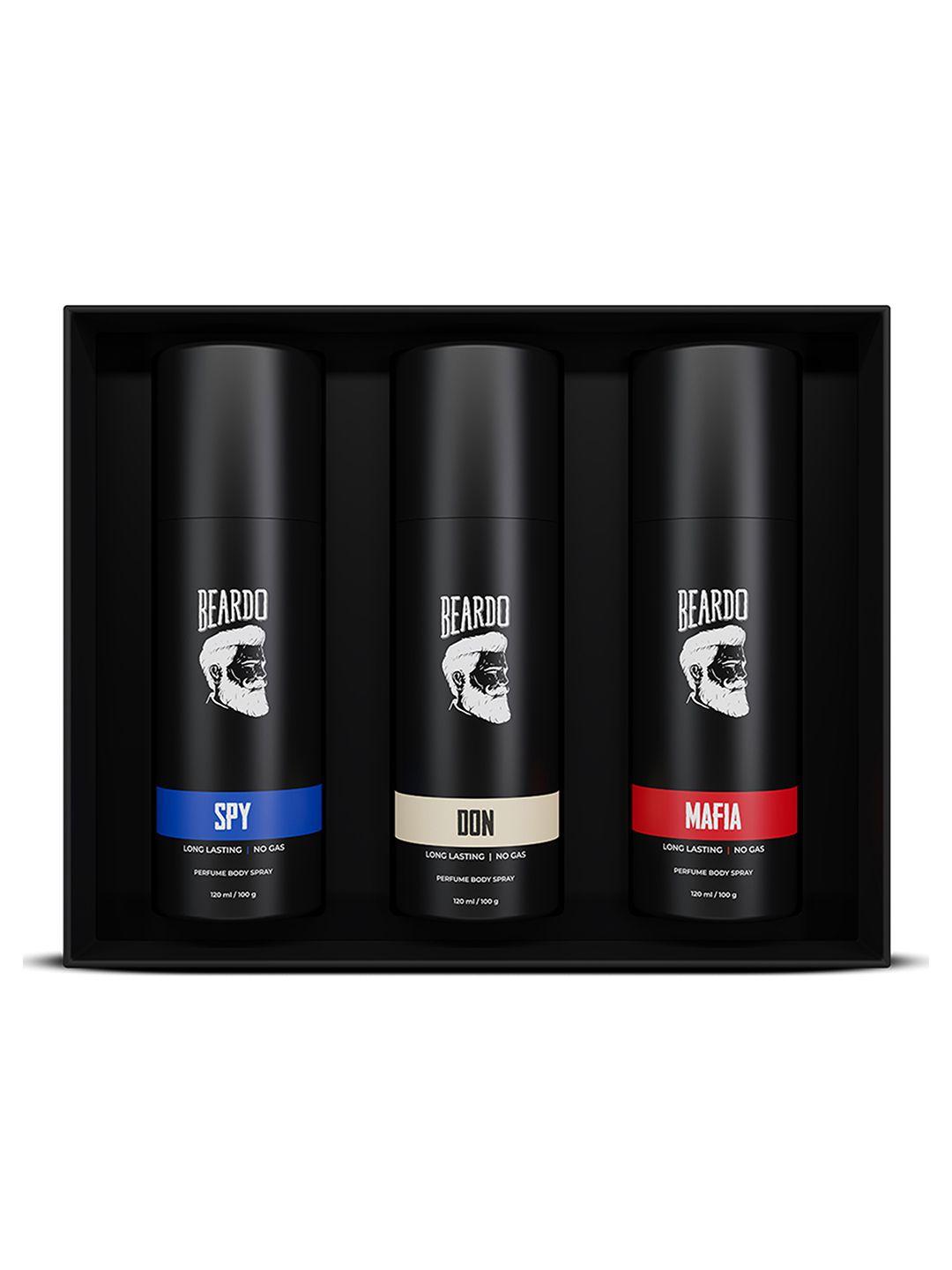 beardo men spy, don & mafia perfume body spray gift set -  120ml each