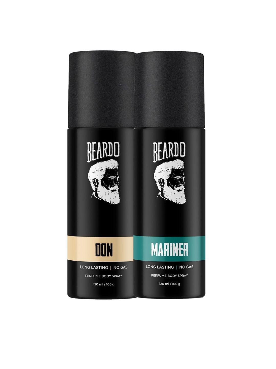 beardo set of 2 long lasting perfume body spray 120 ml each