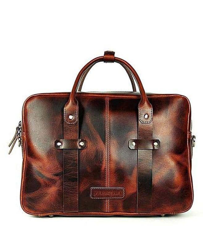 beast craft 13" laptop boston briefcase (tobacco tan)