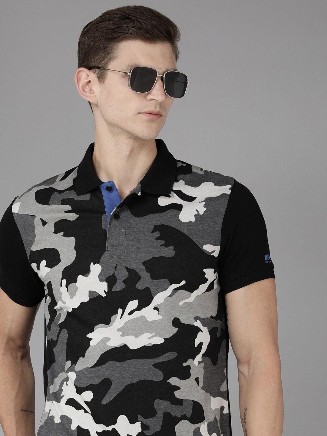 beat london by pepe jeans camouflage printed polo collar pure cotton t-shirt