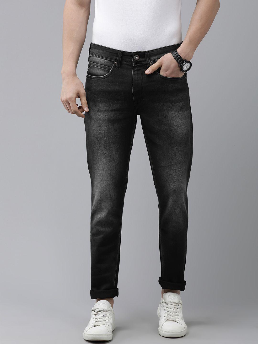 beat london by pepe jeans men black chinox regular fit light fade stretchable jeans