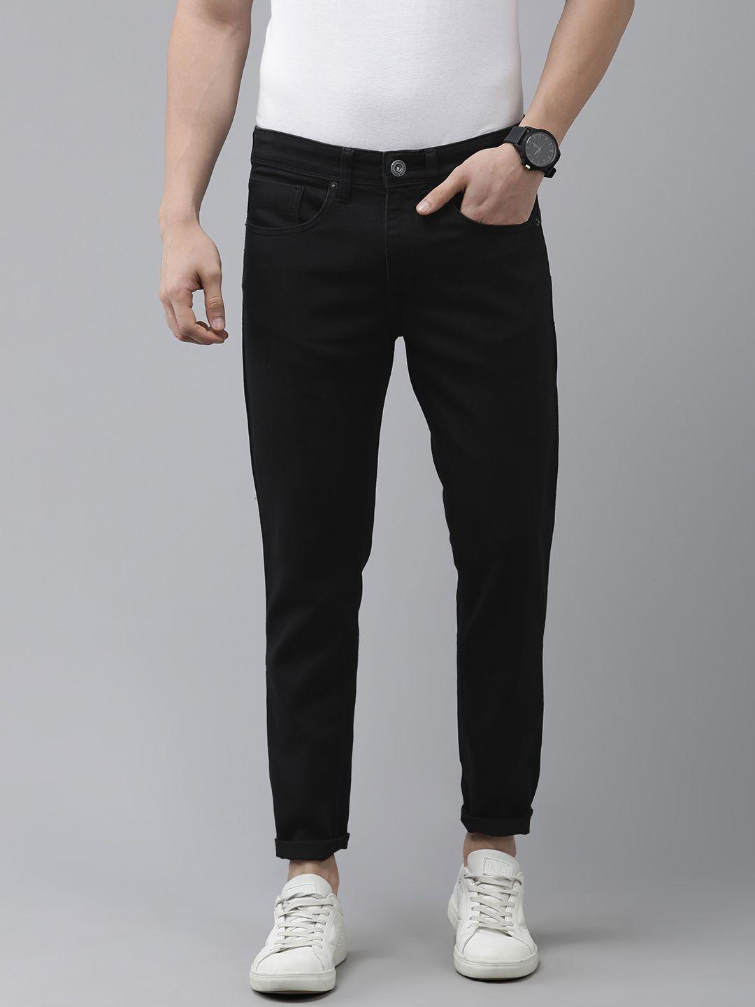 beat london by pepe jeans men black chinox regular fit stretchable jeans