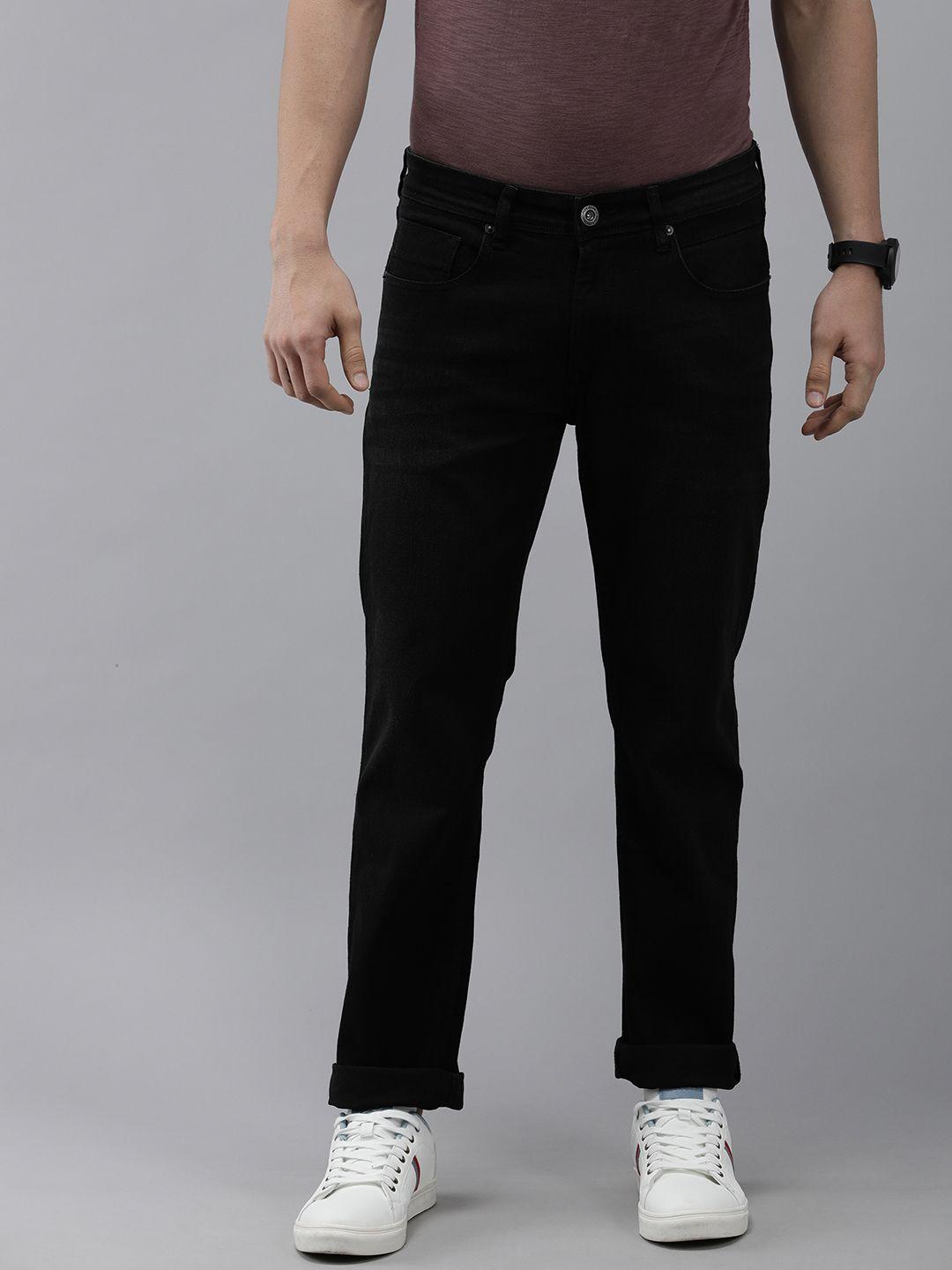 beat london by pepe jeans men black straight fit stretchable jeans