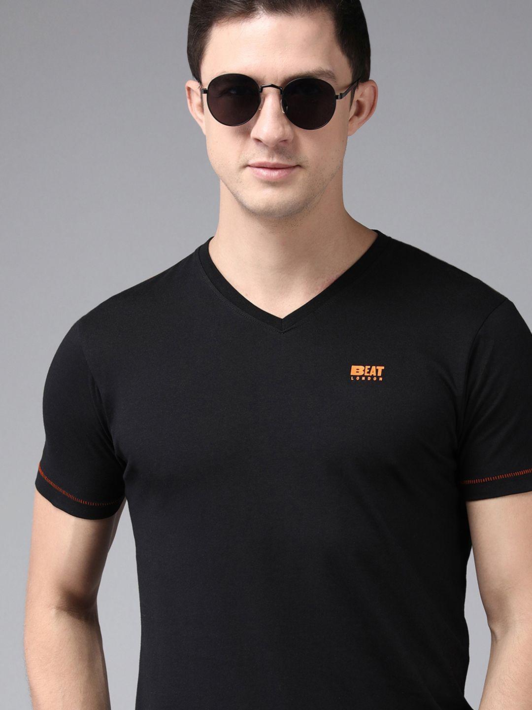 beat london by pepe jeans men black v-neck t-shirt