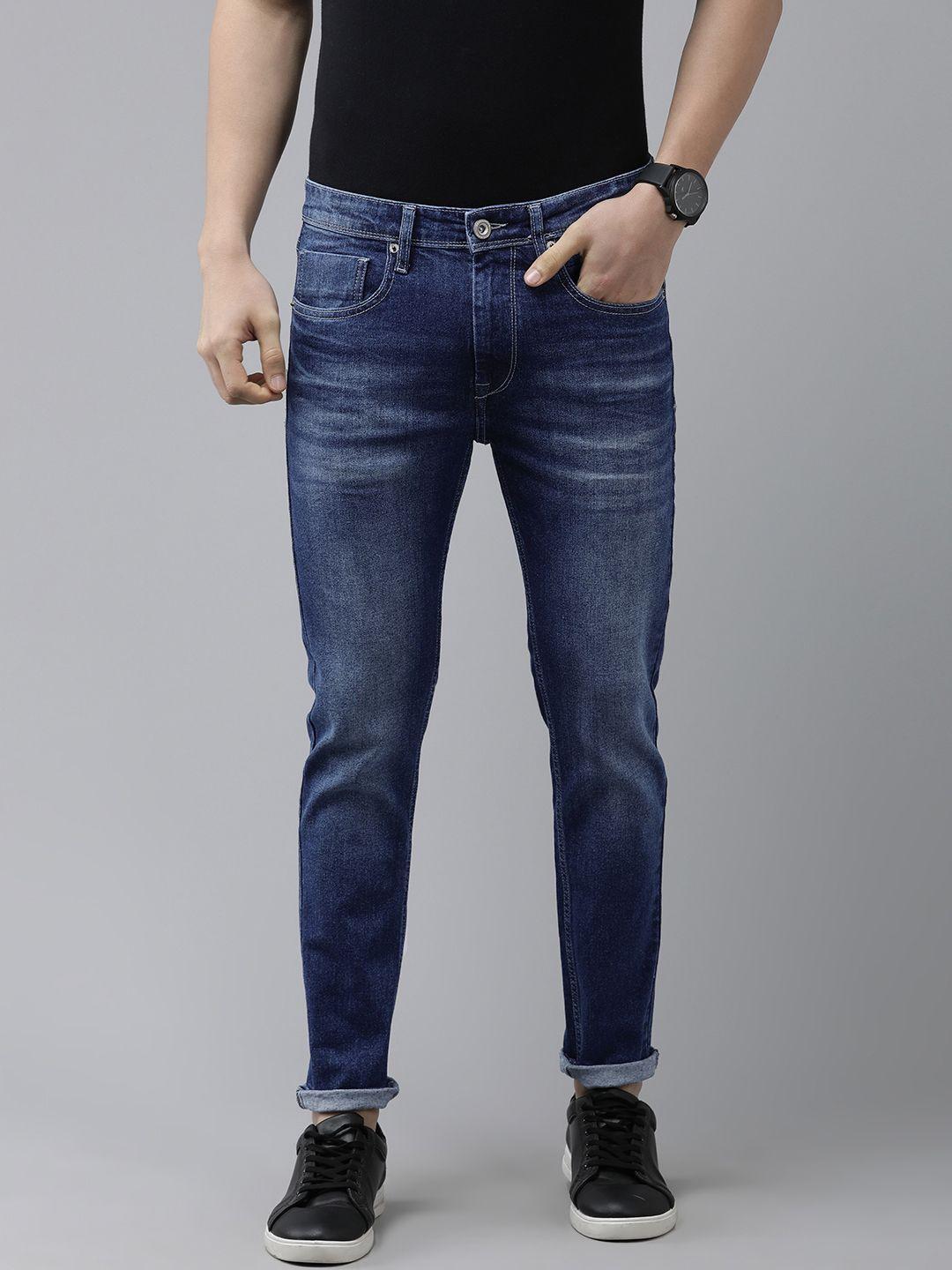 beat london by pepe jeans men blue chinox regular fit light fade stretchable jeans