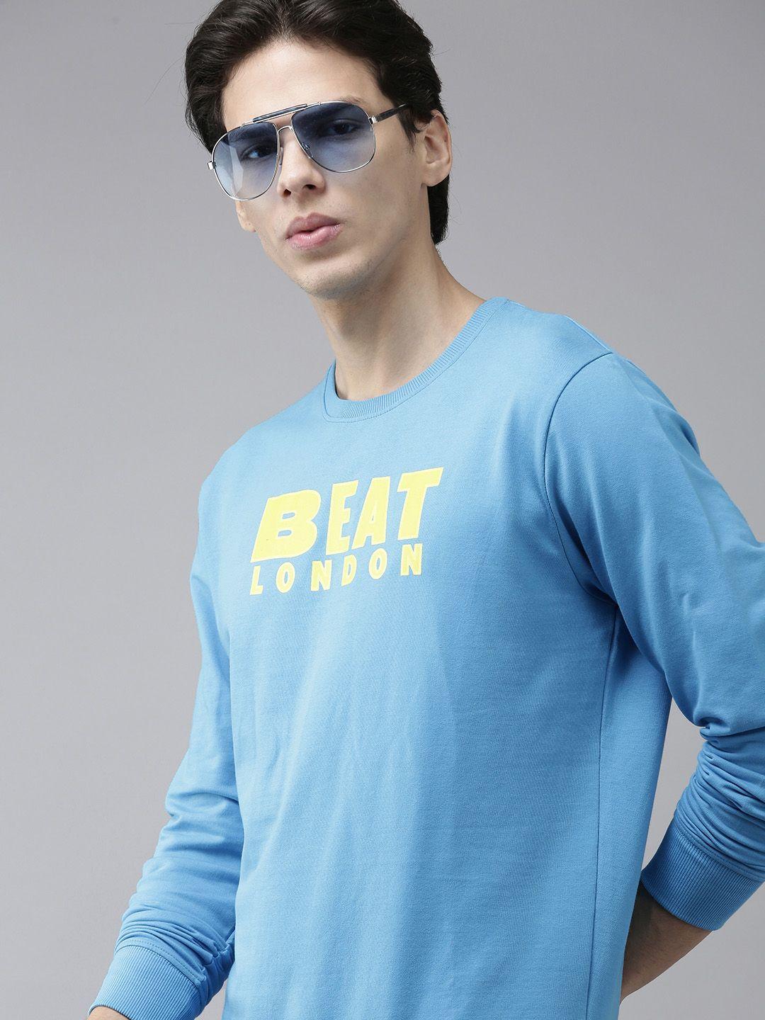 beat london by pepe jeans men blue printed sweatshirt