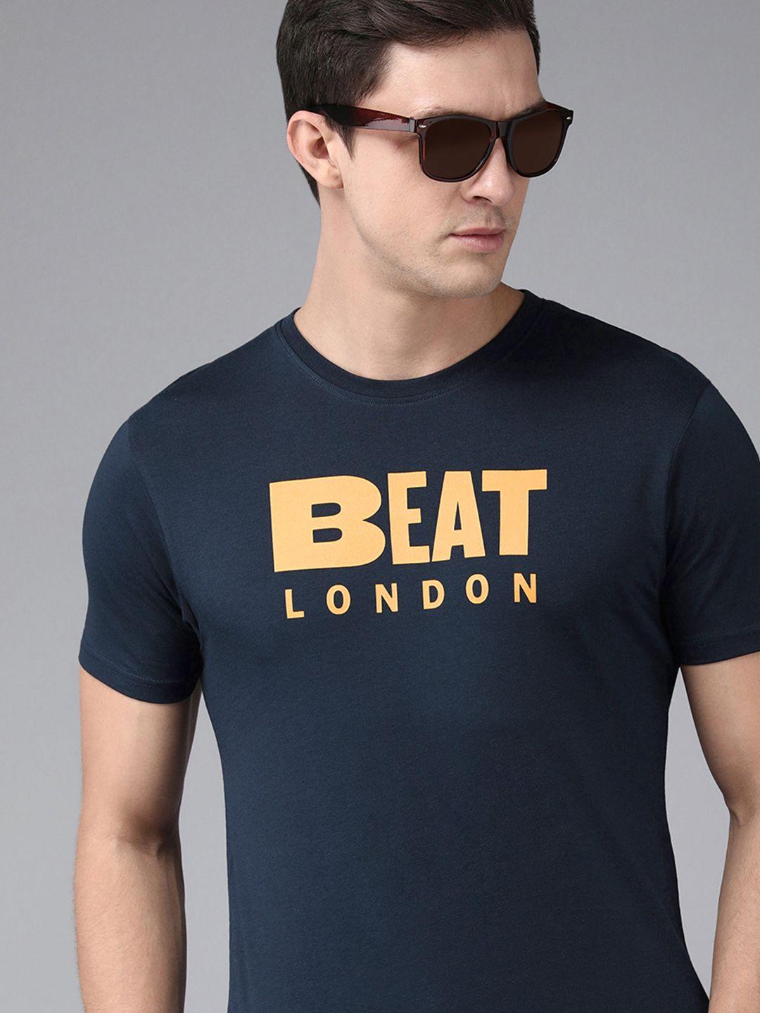 beat london by pepe jeans men blue printed t-shirt