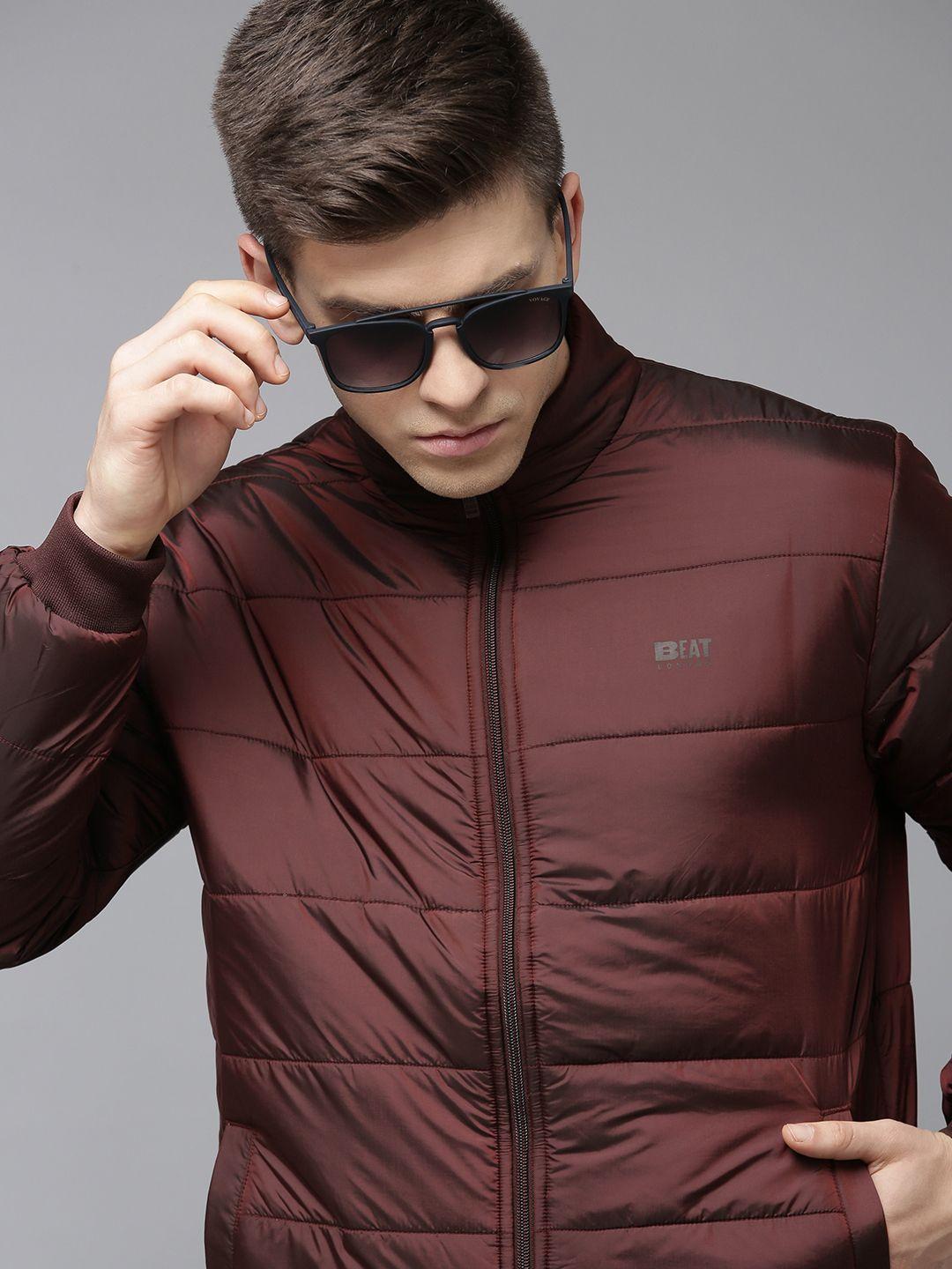 beat london by pepe jeans men maroon solid lightweight puffer jacket