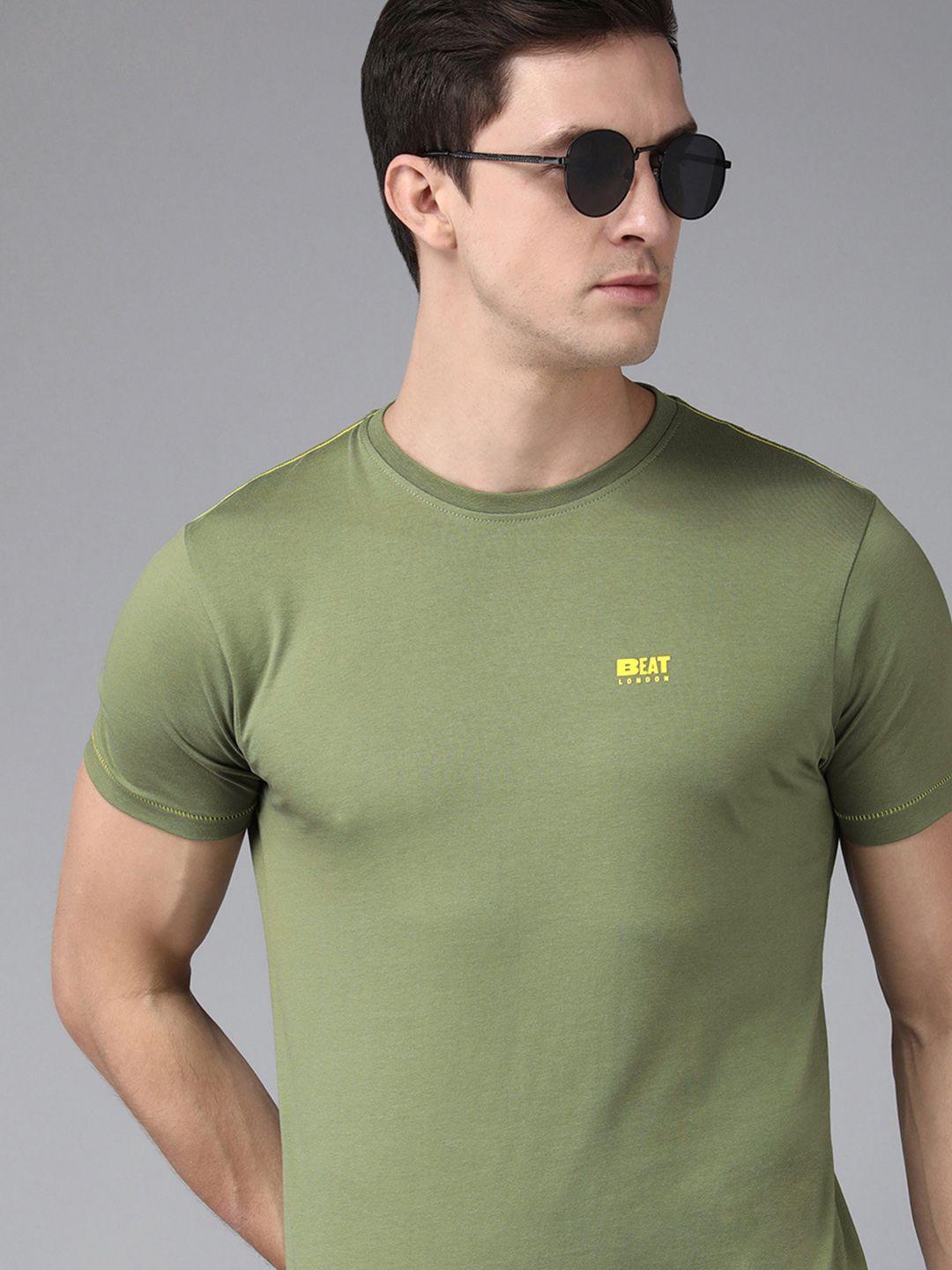 beat london by pepe jeans men olive green t-shirt