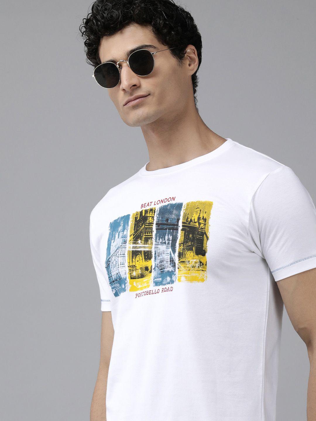 beat london by pepe jeans men pure cotton graphic printed slim fit t-shirt