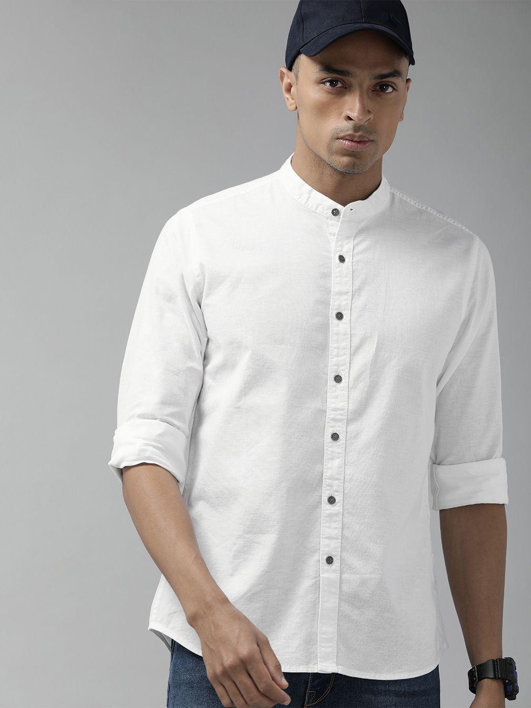 beat london by pepe jeans men pure cotton slim fit opaque casual shirt