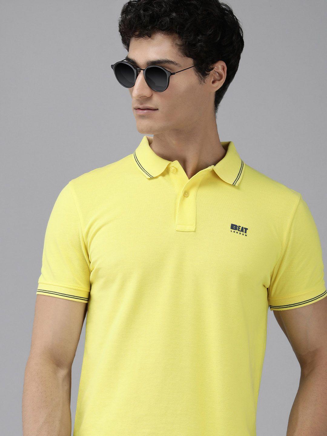 beat london by pepe jeans men solid polo collar t-shirt