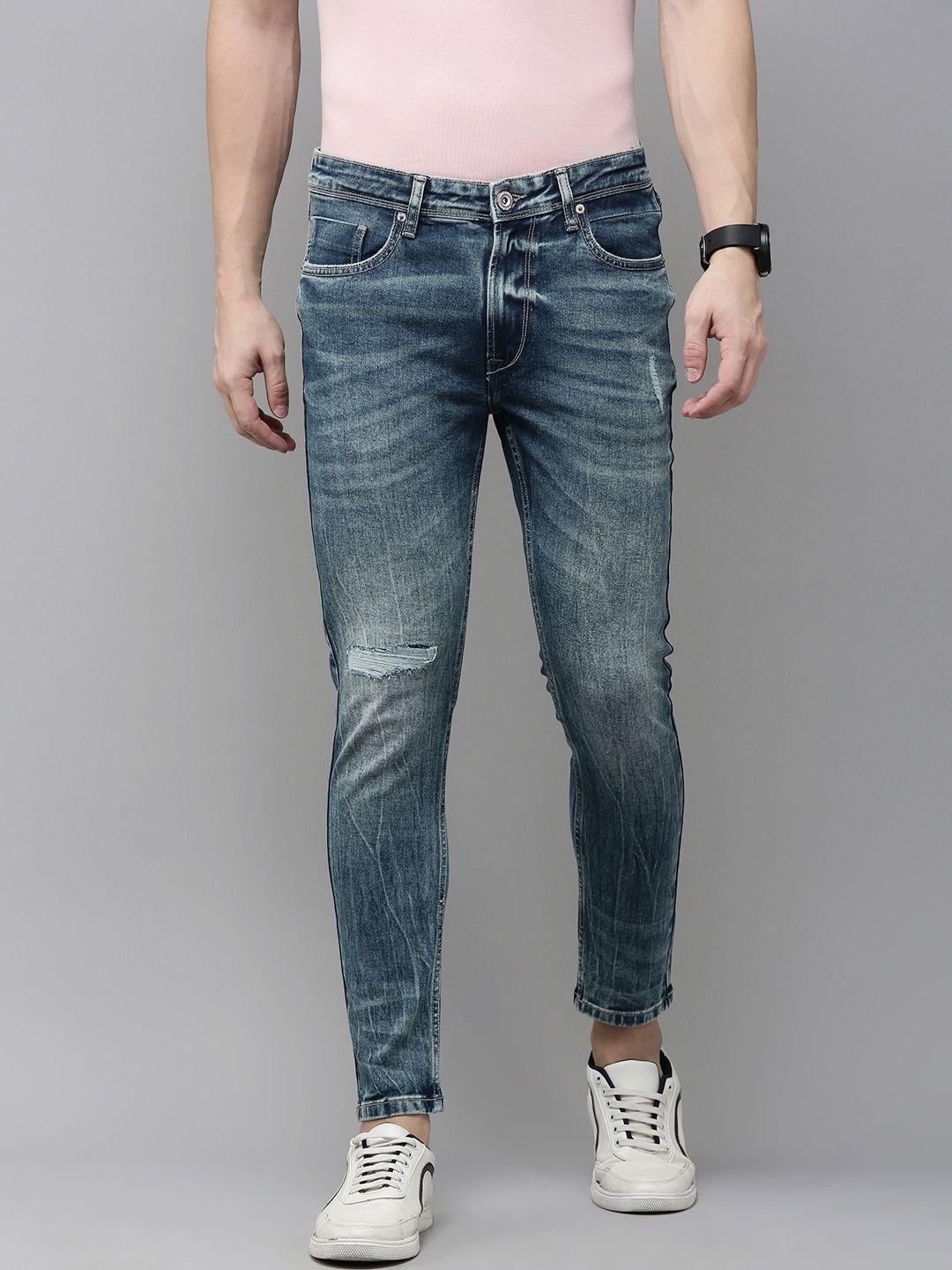 beat london by pepe jeans men super skinny fit mildly distressed stretchable jeans