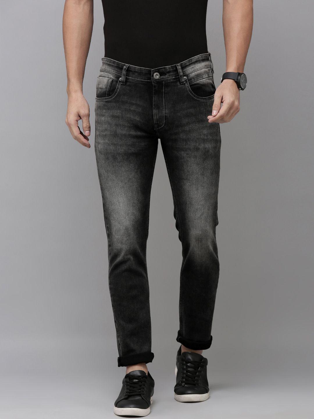 beat london by pepe jeans men tapered fit low-rise heavy fade stretchable jeans