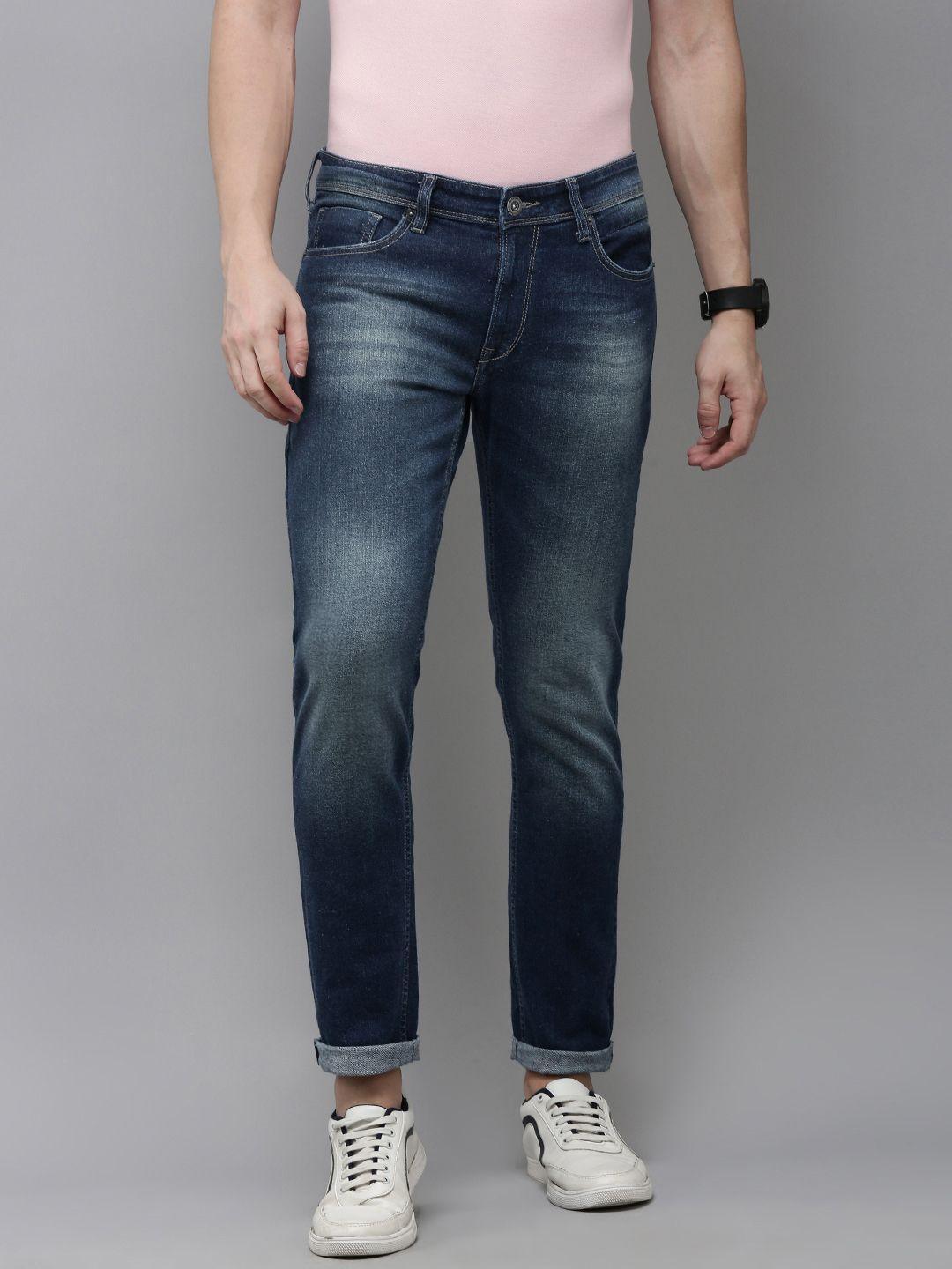 beat london by pepe jeans men tapered fit low-rise heavy fade stretchable jeans