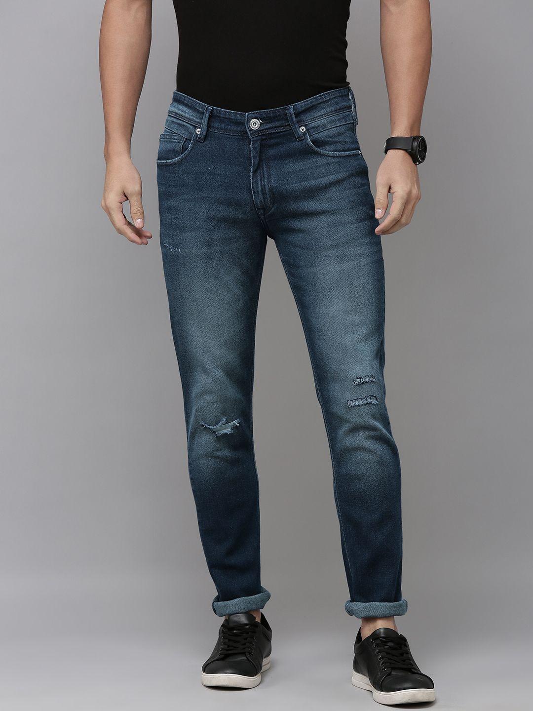 beat london by pepe jeans men vapour tapered fit low-rise mildly distressed jeans