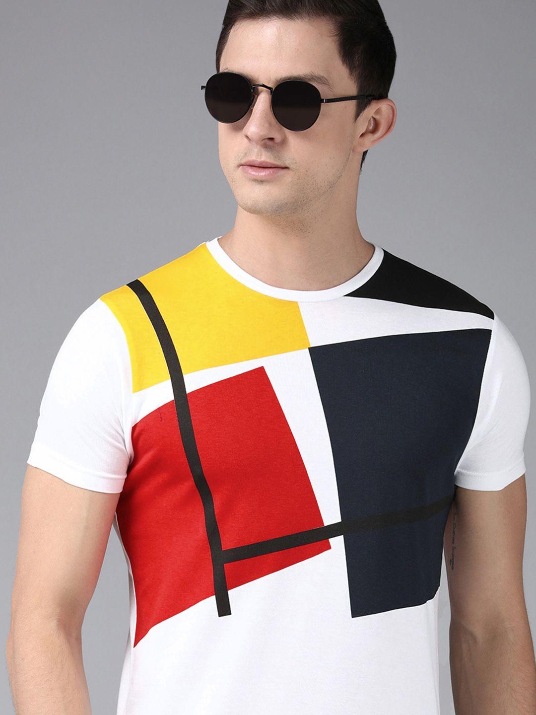 beat london by pepe jeans men white & red printed t-shirt