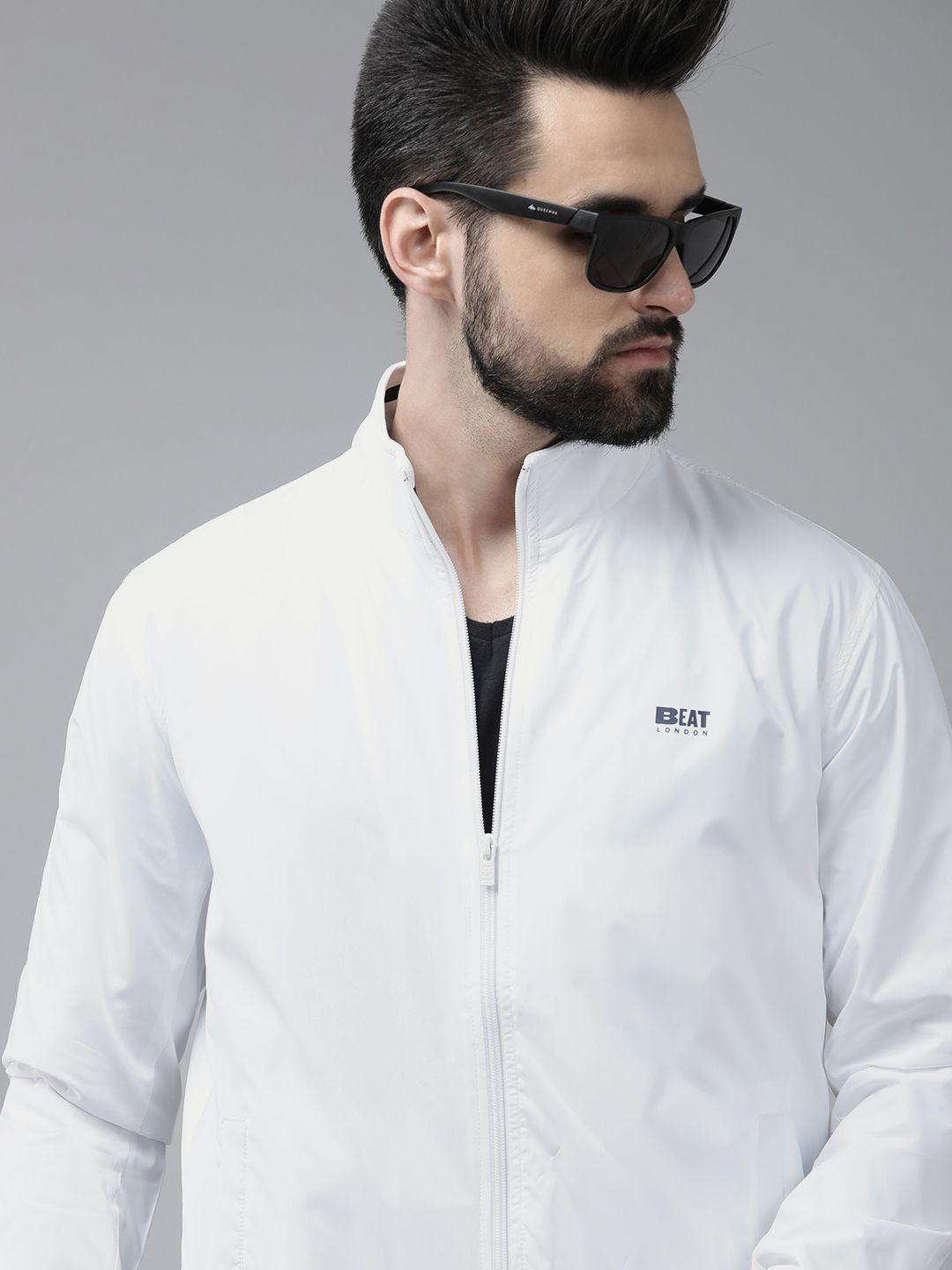 beat london by pepe jeans men white solid bomber jacket