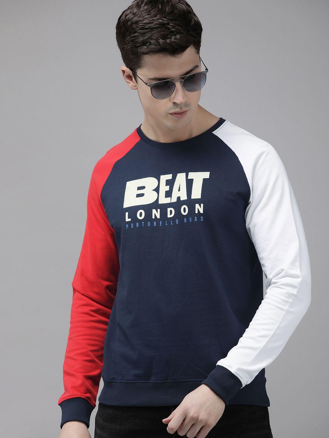 beat london by pepe jeans pure cotton colourblocked pullover sweatshirt