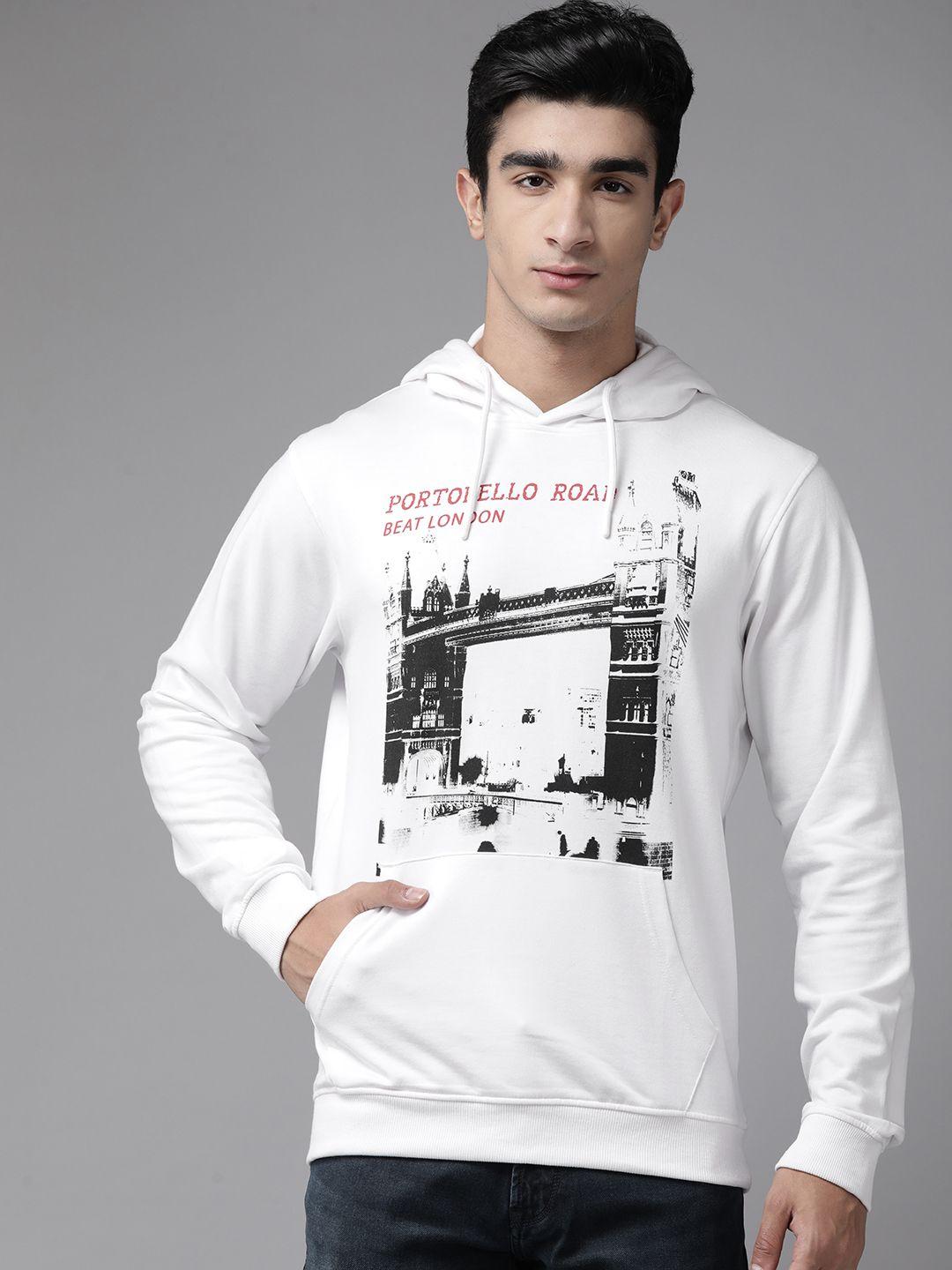 beat london by pepe jeans pure cotton printed hooded sweatshirt