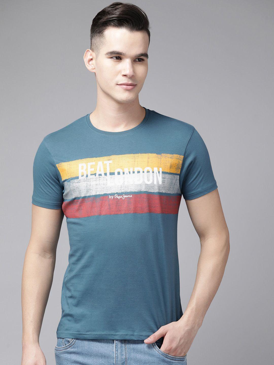 beat london by pepe jeans pure cotton printed slim fit t-shirt