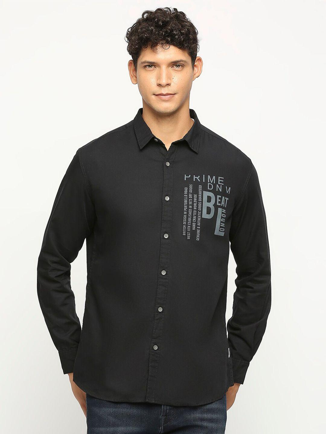 beat london by pepe jeans slim fit typography printed pure cotton casual shirt