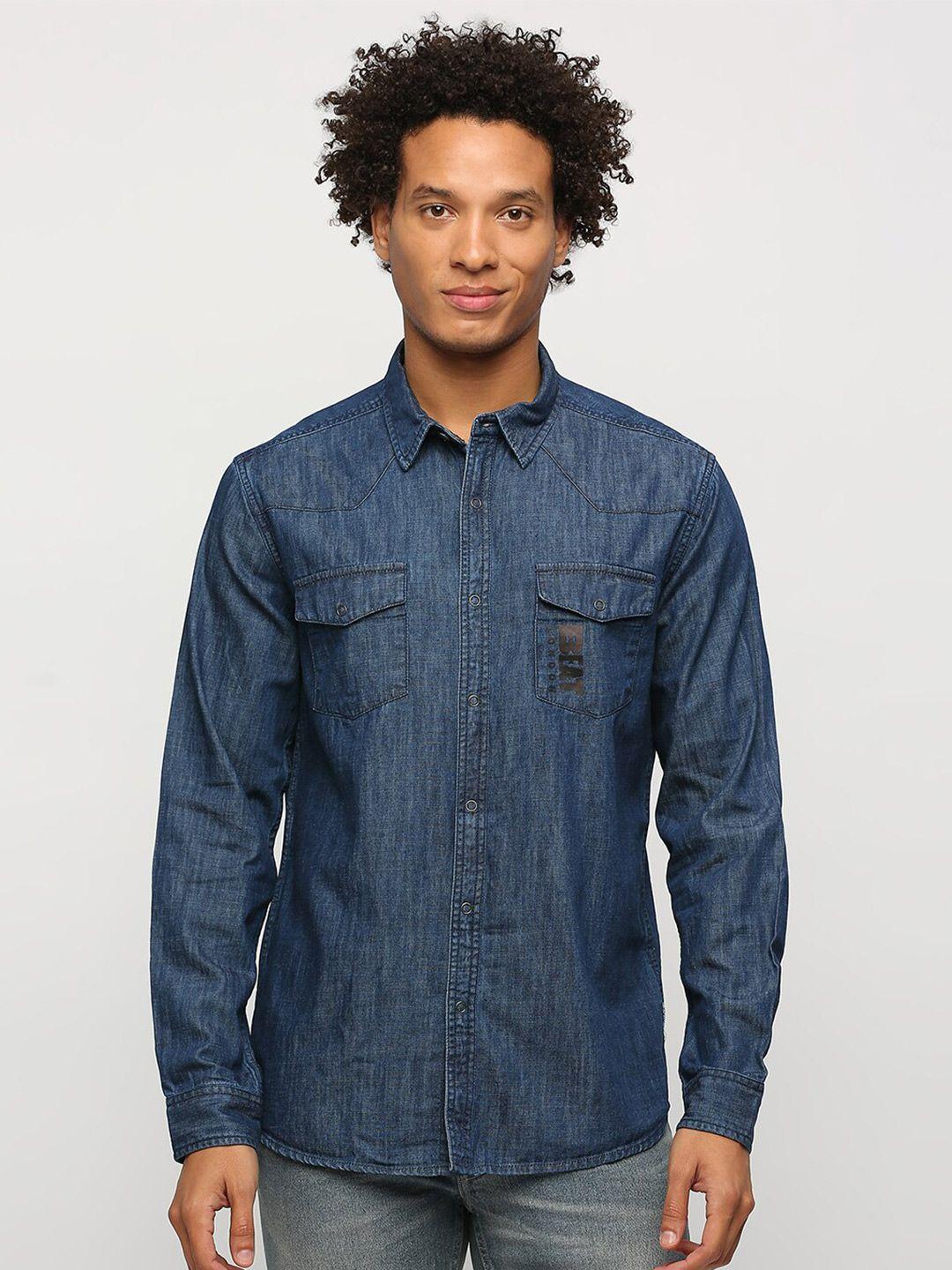 beat london by pepe jeans spread collar pure cotton casual shirt