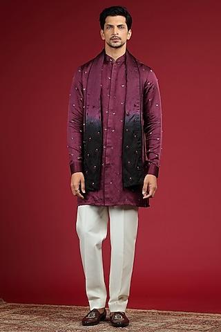 beat red silk blend boota embroidered kurta set