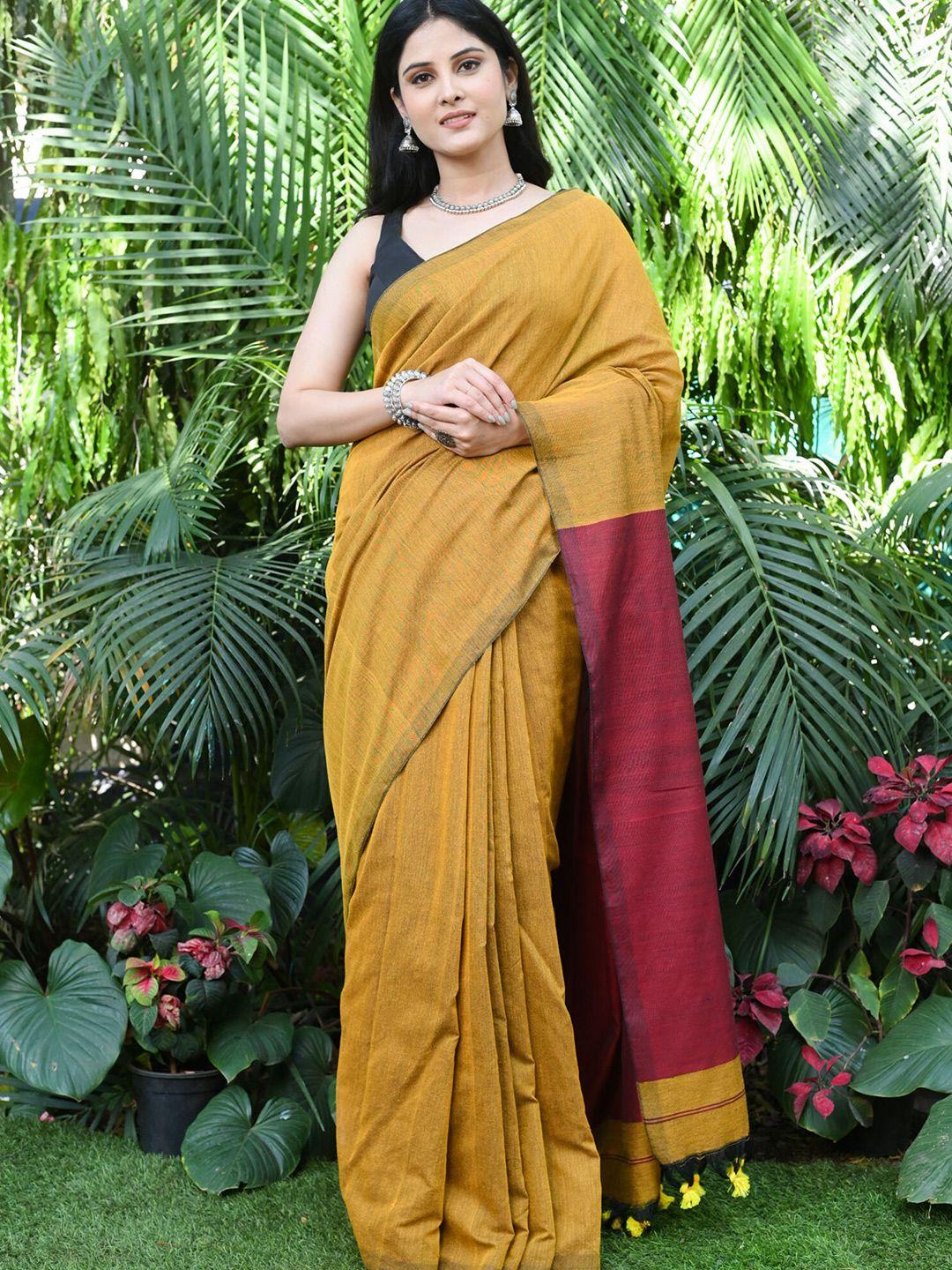 beatitude tassel detailed pure cotton handloom saree