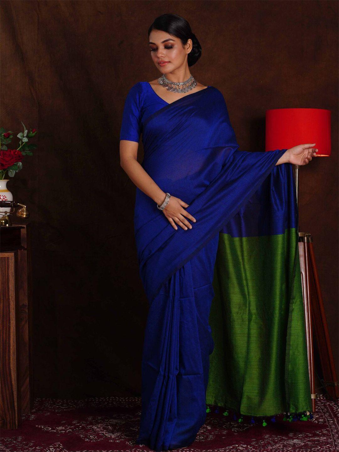 beatitude colourblocked silk cotton saree