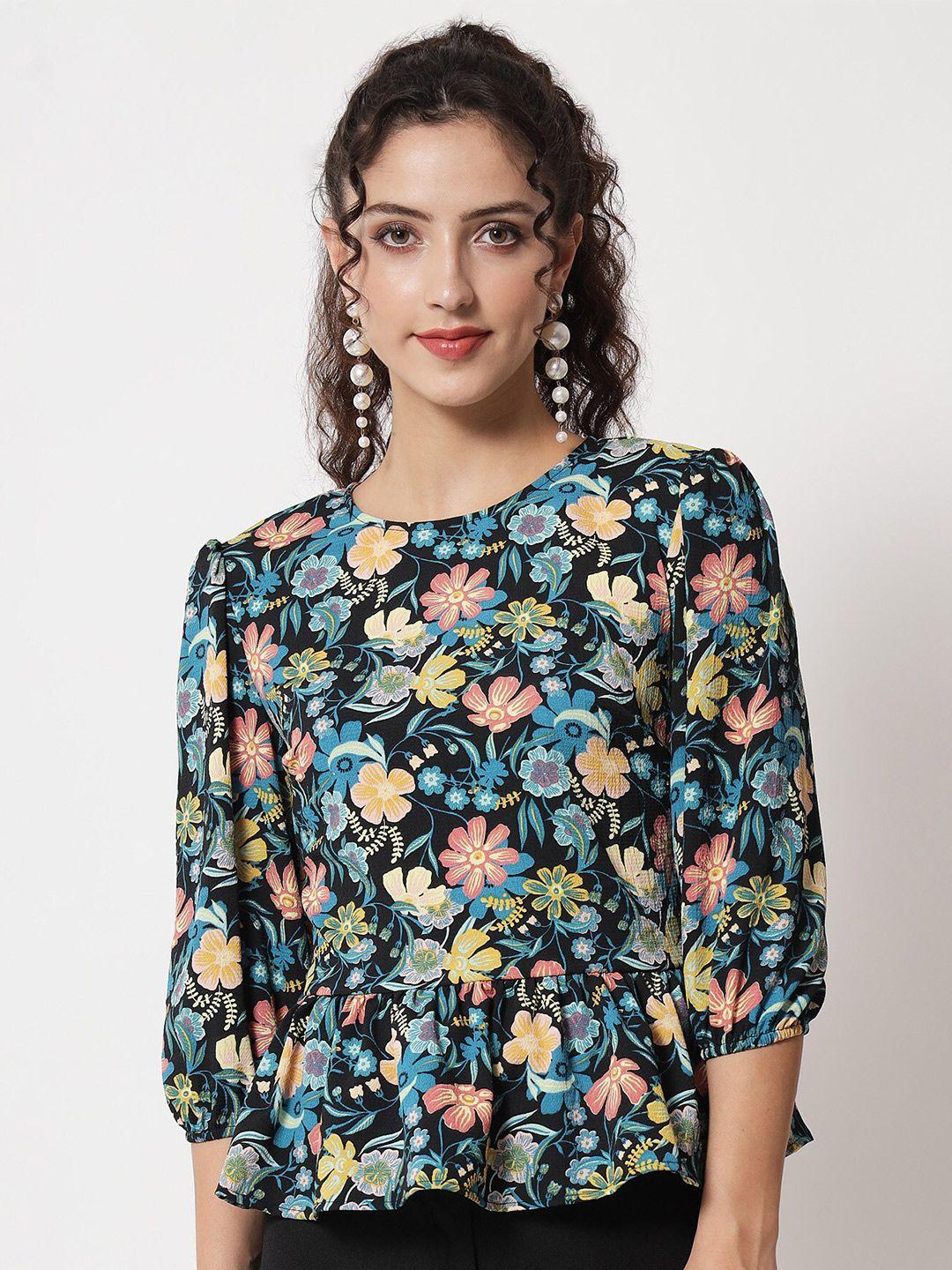 beatnik floral printed peplum top