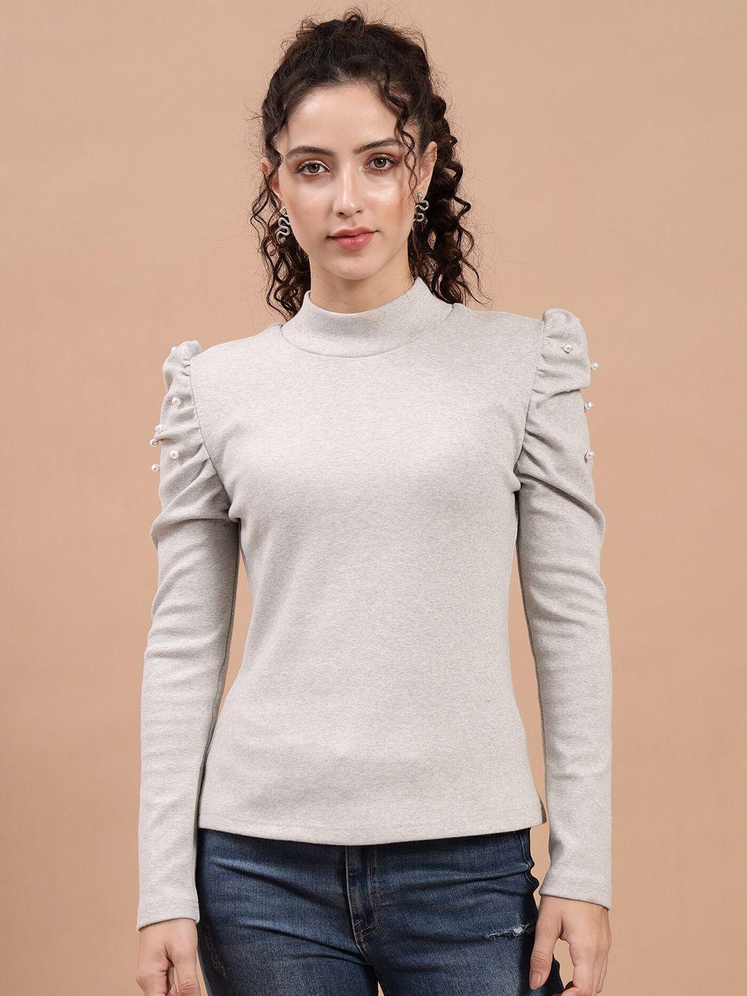 beatnik grey high neck long sleeves top