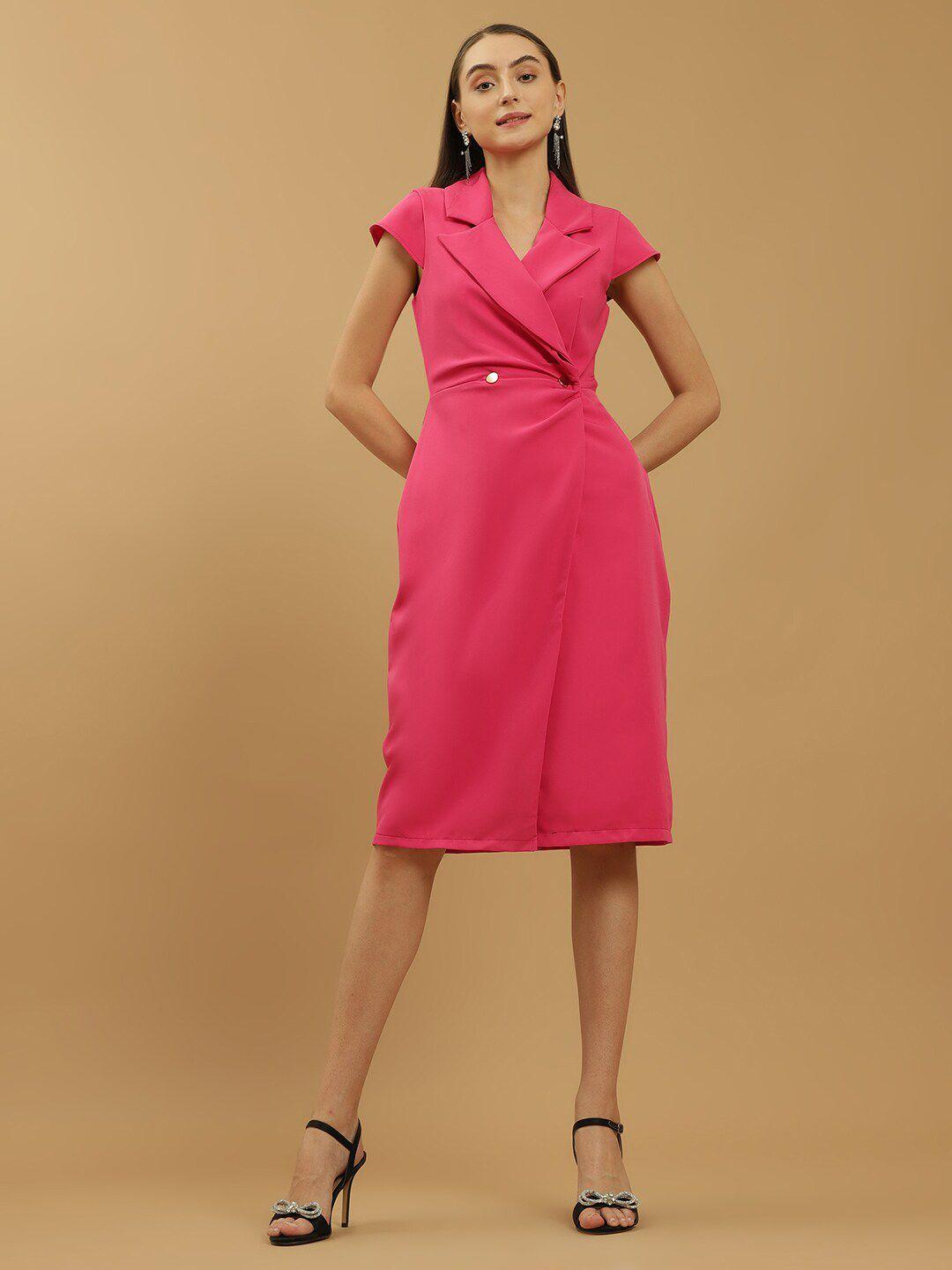 beatnik lapel collar wrap midi dress