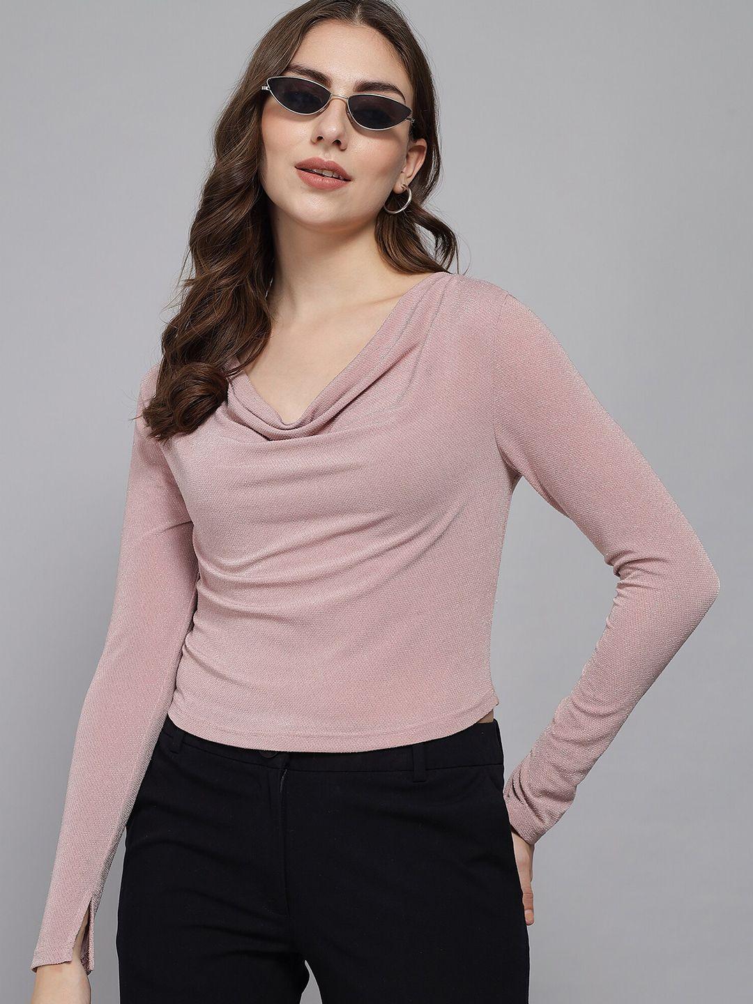 beatnik pink cowl neck top