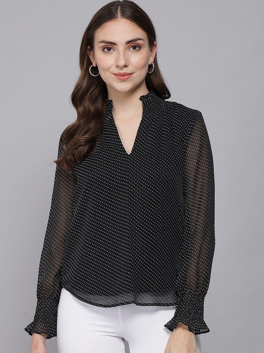 beatnik polka dot printed top