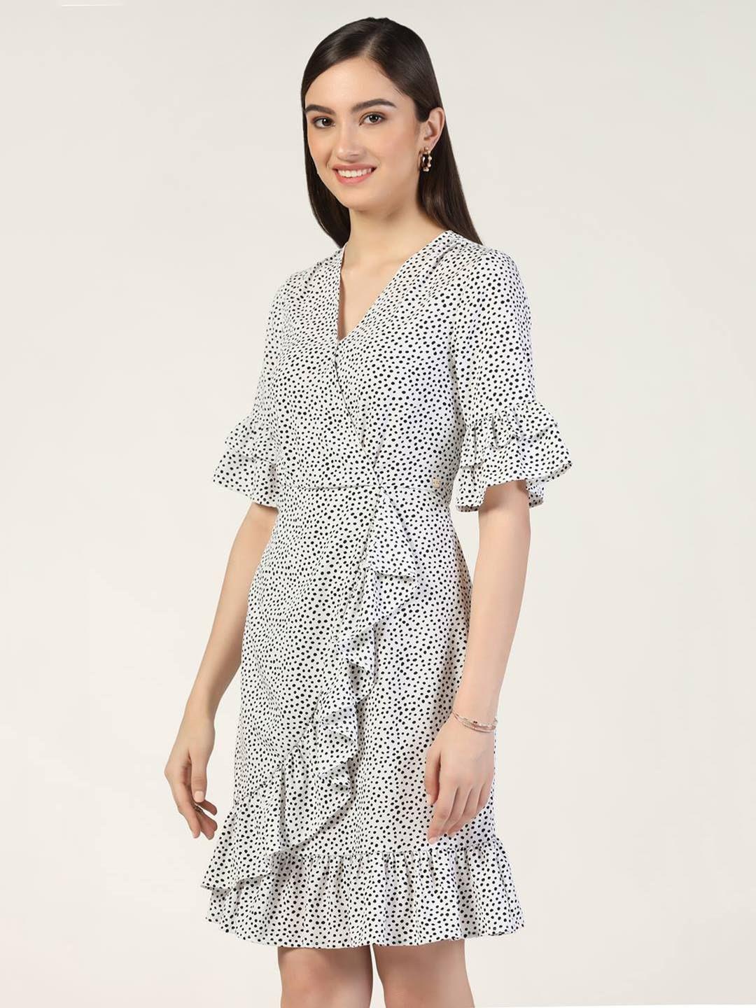 beatnik print bell sleeve a-line dress