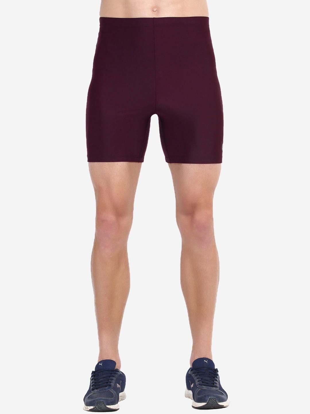 beau design men maroon slim fit rapid dry biker shorts