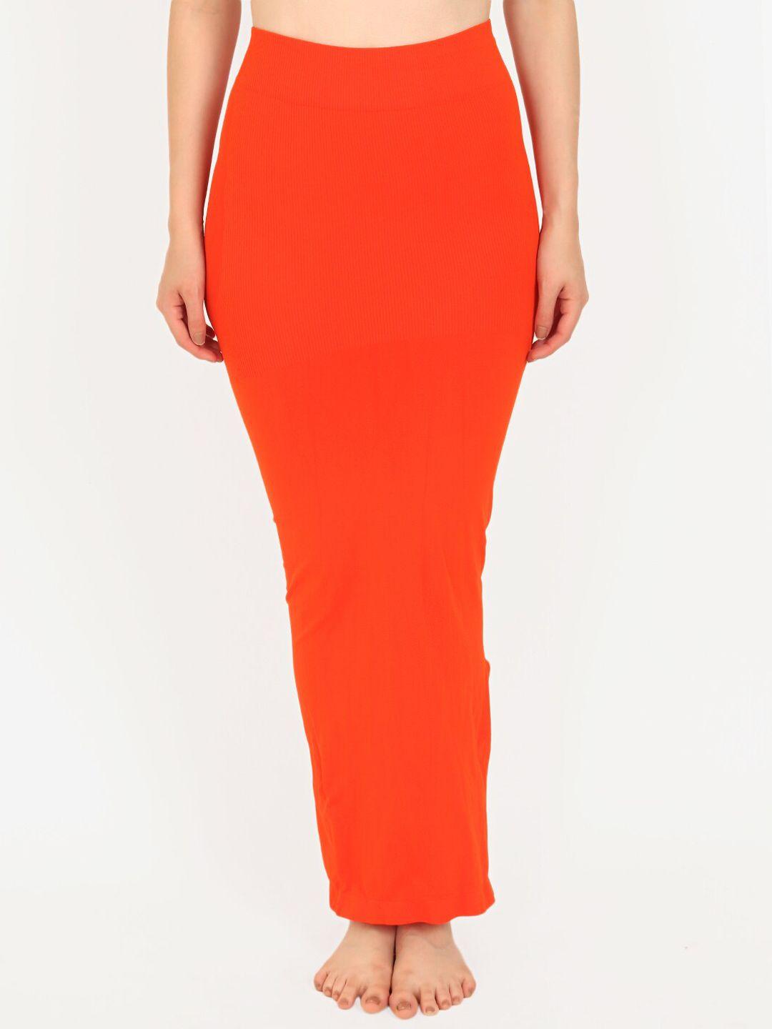 beau design women orange solid saree shapewear