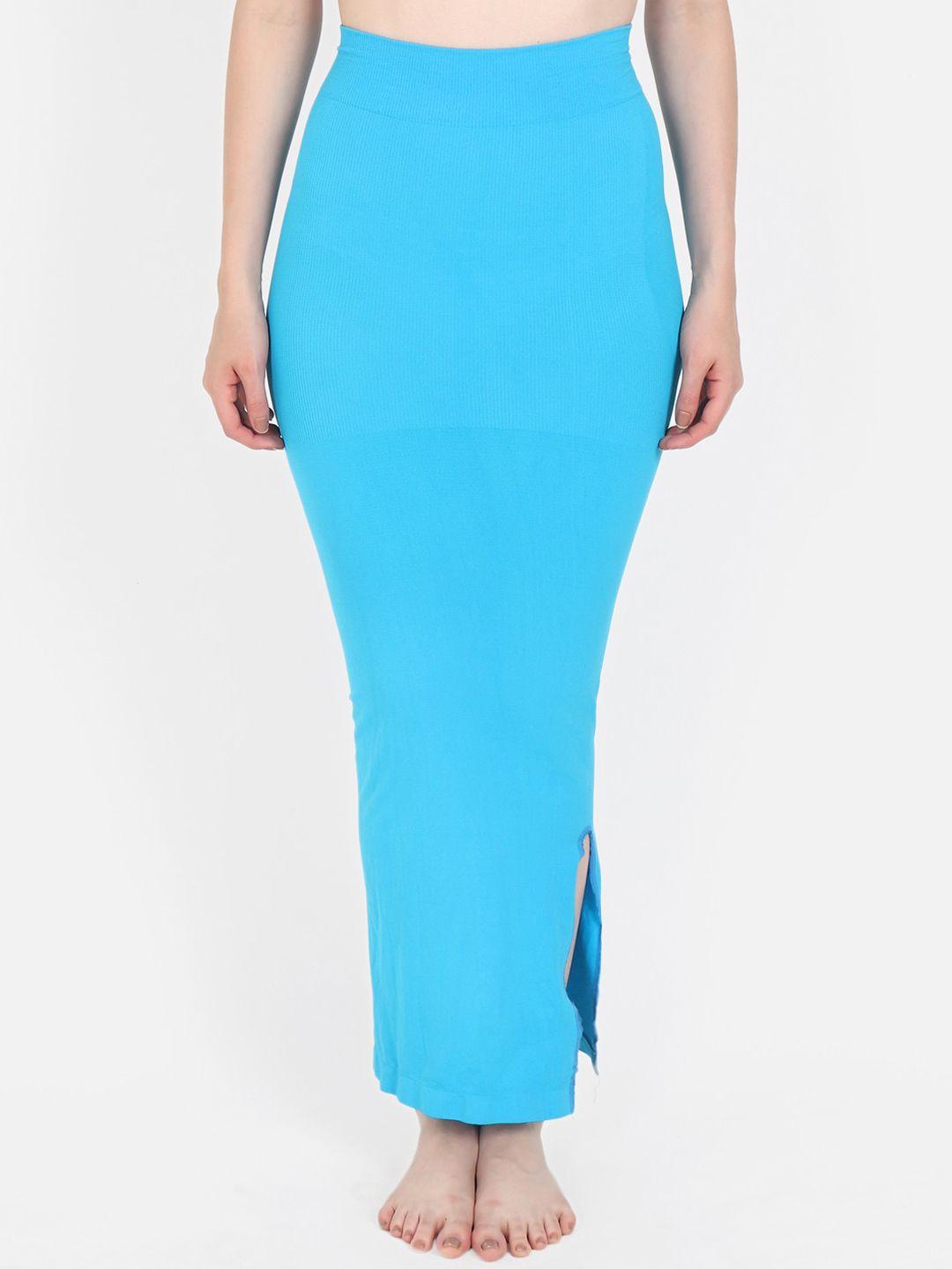 beau design women turquoise blue solid saree shapewear