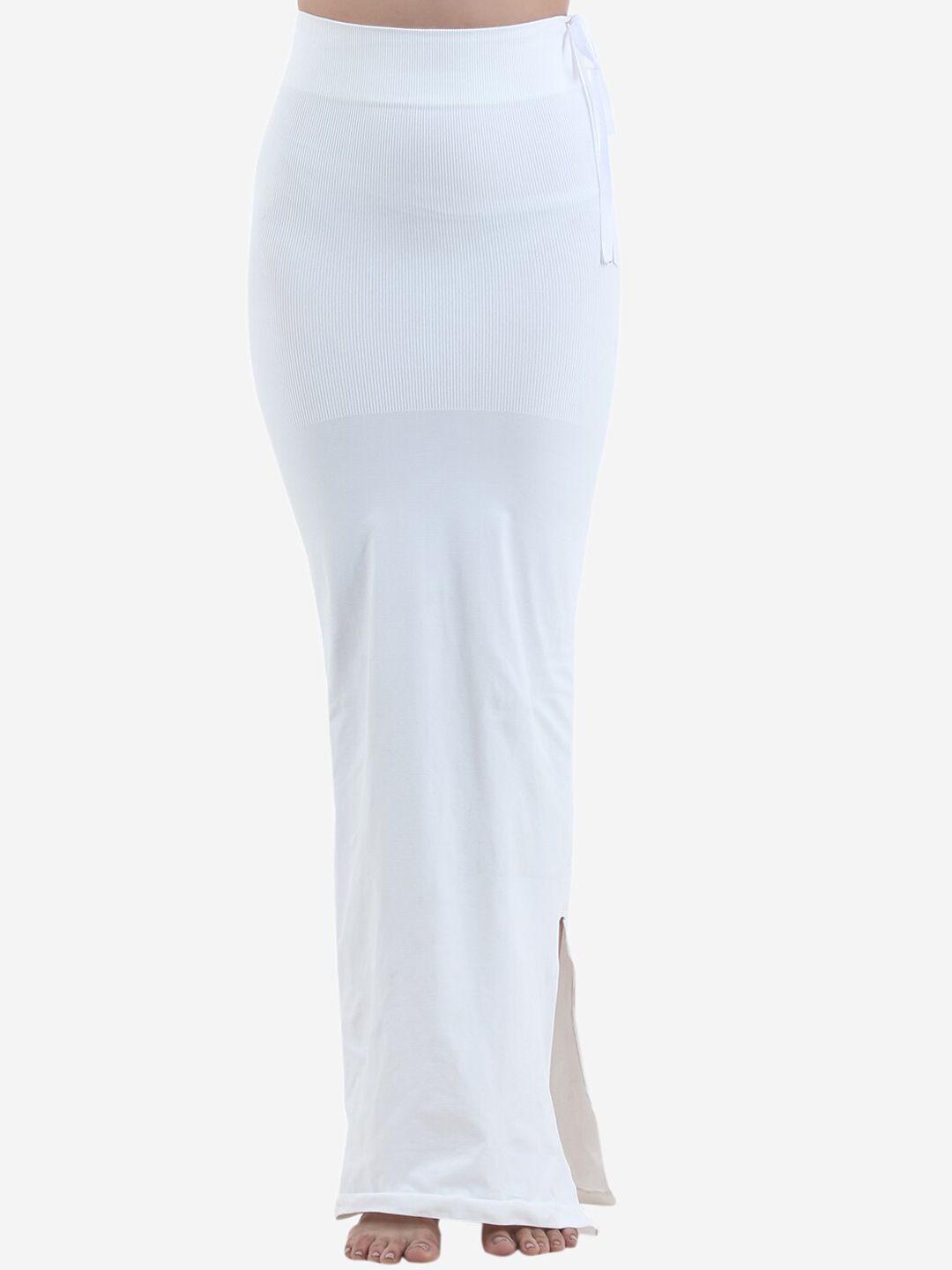 beau design women white solid saree shapewear
